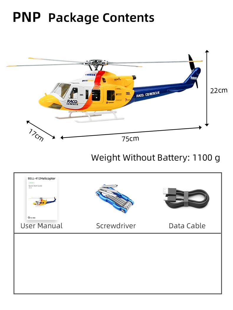 Flywing Bell-412 470L 4-Blade ACE GPS/ATT RC Scale Helicopter (RTF)
