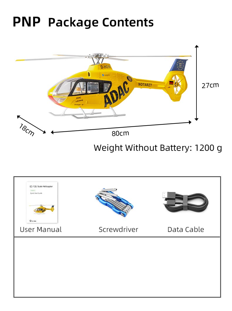 Flywing EC-135 470L 4-Blade ACE GPS/ATT RC Scale Helicopter (RTF)